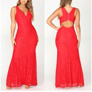 Lulus red lace maxi dress